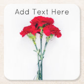 bundel rode anjerbloemen kartonnen onderzetters (Voorkant)