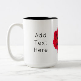 bundel rode anjerbloemen tweekleurige koffiemok