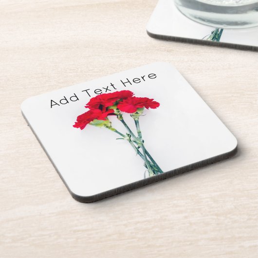 bundel Rode anjers Bier Onderzetter (Linkerzijde)