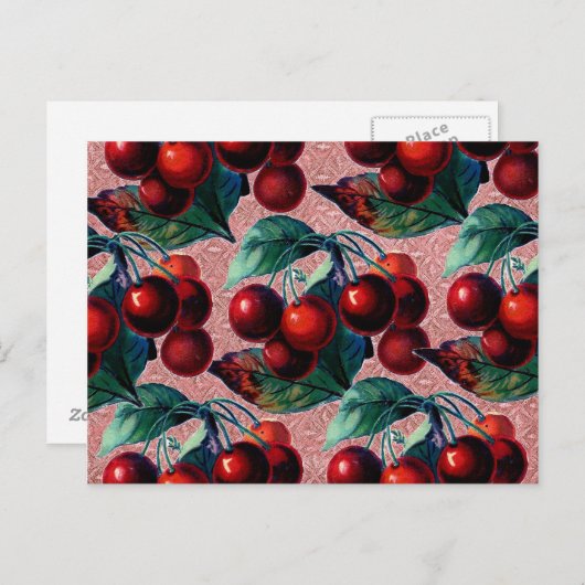  bundel rode kersen Antiek fruitontwerp Briefkaart (Voorkant / Achterkant)