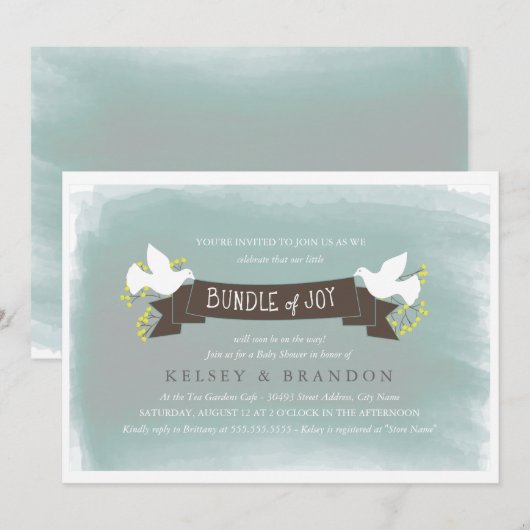 Bundel van de uitnodiging van het Joy Baby shower (Voorkant / Achterkant)