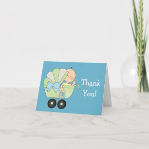 Bundel van Geluk Baby Shower+Cute Baby Buggy/Blauw Bedankkaart