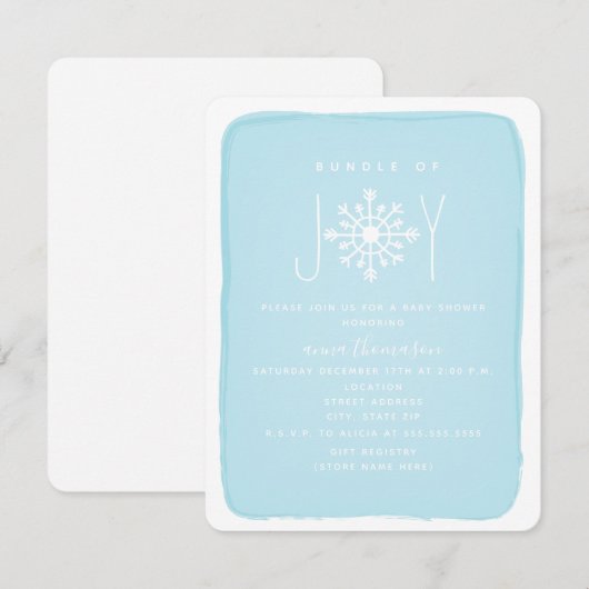 bundel van het Baby shower Joy Snowflake - blauw Kaart (Voorkant / Achterkant)