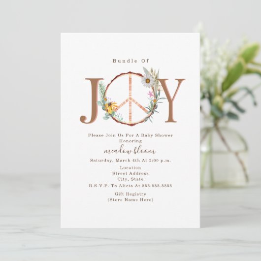 bundel van het Joy Floral Peace Sign Boho-Baby sho Kaart (Staand voorkant)