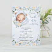 Bundel van Joy Beer Blue Floral Boy Baby shower Kaart (Staand voorkant)