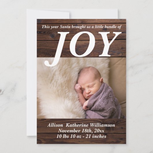 Bundel van Joy Birth Announcement kerstfoto Feestdagenkaart (Voorkant)