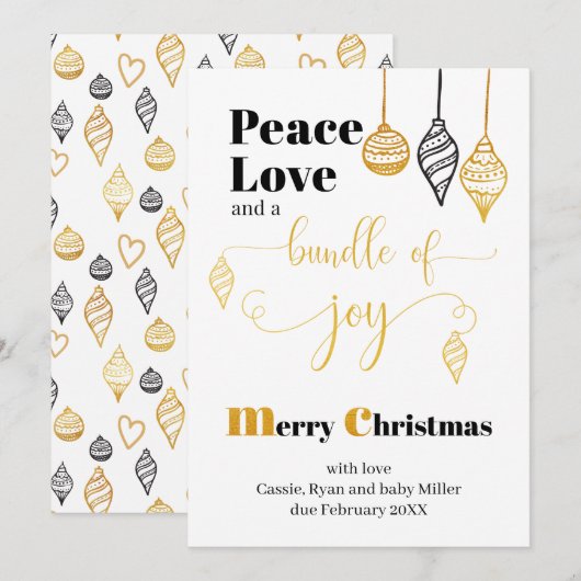 Bundel van Joy Black en Gold kerstversieringen Feestdagenkaart (Voorkant / Achterkant)