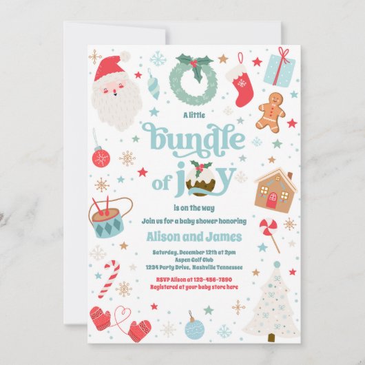 Bundel van Joy Blue Boy Winter Baby shower Kaart (Voorkant)