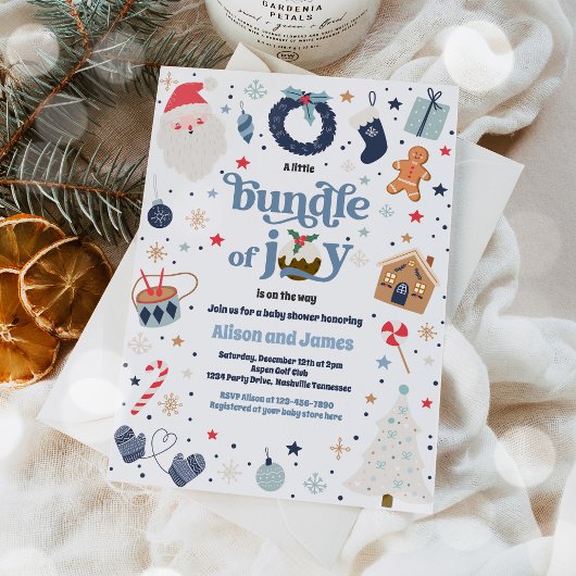 Bundel van Joy Blue Boy Winter Baby shower Kaart