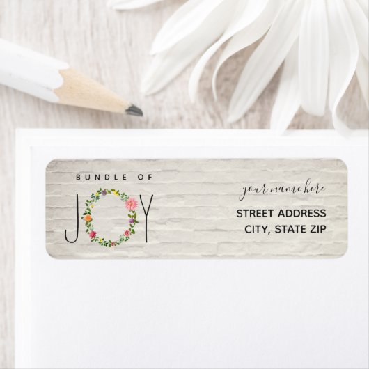 Bundel van Joy Floral Wreath Baby shower Etiket (Insitu)