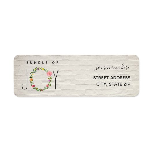 Bundel van Joy Floral Wreath Baby shower Etiket (Voorkant)