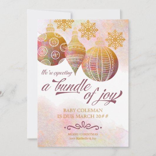 Bundel van Joy Foto met kerstversieringen Zwangers Aankondiging (Voorkant)