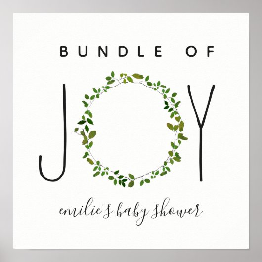 Bundel van Joy Green Wreath Baby shower Poster (Voorkant)