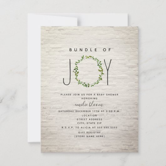 Bundel van Joy Greenery Krans Brick Baby shower Kaart (Voorkant)