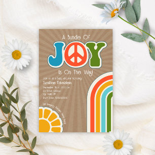Bundel van Joy Groovy Peace Hippie Baby shower Kaart