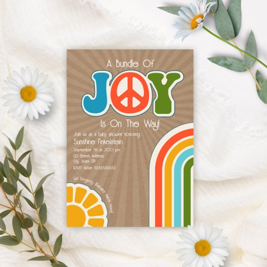 Bundel van Joy Groovy Peace Hippie Baby shower Kaart