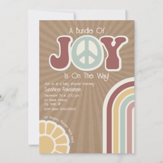 Bundel van Joy Groovy Peace Muted Cardstock Baby Kaart (Voorkant)