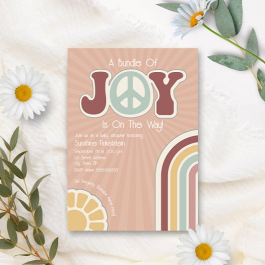 Bundel van Joy Muted Rainbow Peace Sign Baby showe Kaart