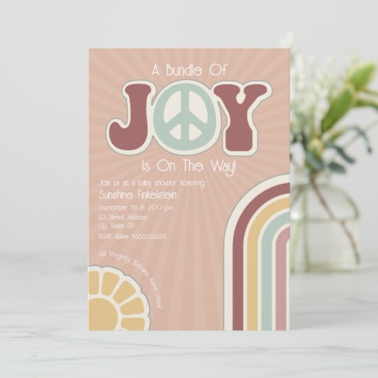 Bundel van Joy Muted Rainbow Peace Sign Baby showe Kaart (Staand voorkant)