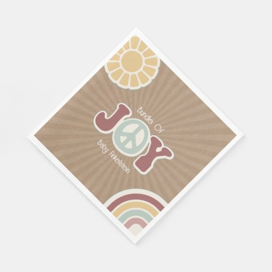 Bundel van Joy Peace Roze Bruin Hippie Baby shower Servet (Hoek)