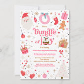 Bundel van Joy Pink Meisje Winter Baby shower Kaart (Voorkant)