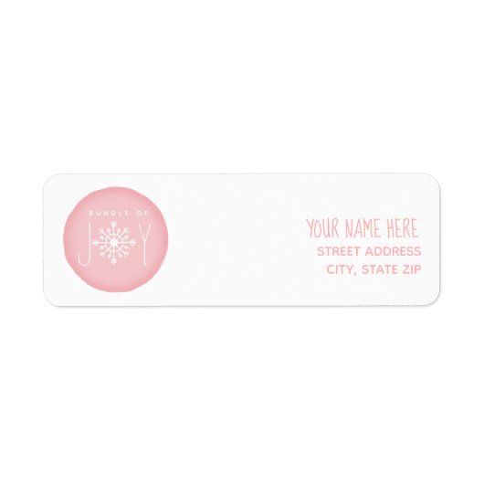 Bundel van Joy Pink Winter Baby shower Etiket (Voorkant)