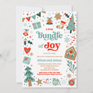 Bundel van Joy Red en Blue Christmas Baby shower Kaart