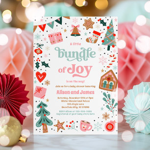 Bundel van Joy Red en Pink Christmas Baby shower Kaart