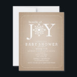 Bundel van Joy Snowflake Baby shower - Cardstock Kaart<br><div class="desc">Een neutrale baby shower uitnodiging met de zin "Bundel van vreugde" met een afbeelding van een sneeuwvlok opgenomen in de belettering in plaats van een "O". De achtergrond is geïnspireerd op bruin karton. Pas de tekst aan met details van uw gelegenheid.</div>