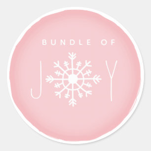 Bundel van Joy Snowflake Roze Baby shower Ronde Sticker