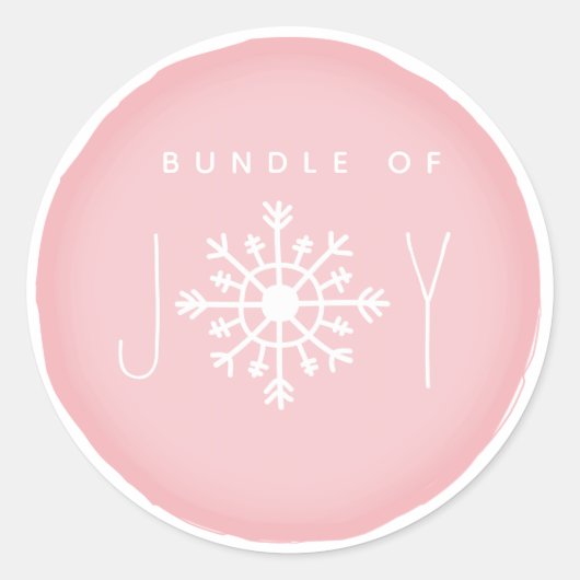 Bundel van Joy Snowflake Roze Baby shower Ronde Sticker (Voorkant)