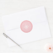 Bundel van Joy Snowflake Roze Baby shower Ronde Sticker (Envelop)