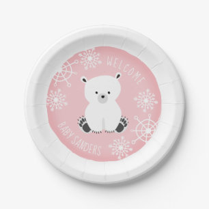 Bundel van Joy Snowflake Winter Roze Baby shower Papieren Bordje