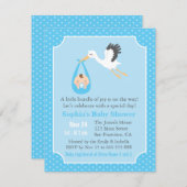 Bundel van Joy Stork Delivery Baby Boy Shower Kaart (Voorkant / Achterkant)
