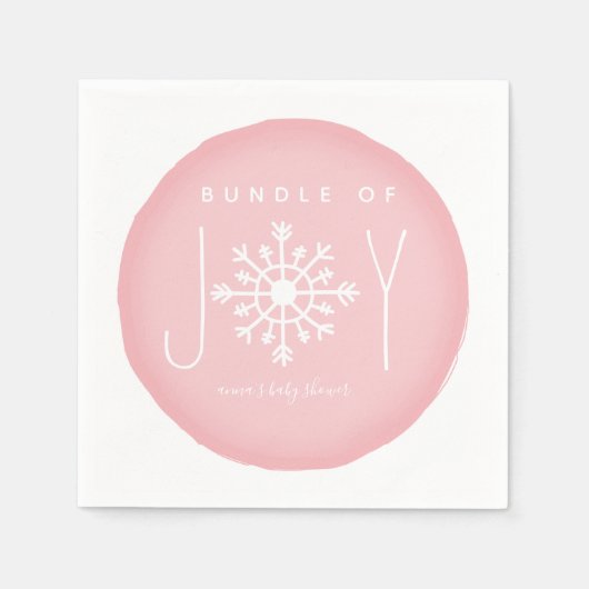 Bundel van Joy Winter Roze Baby shower Servet (Voorkant)