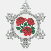 Bundel van Rozen Tin Sneeuwvlok Ornament (Voorkant)