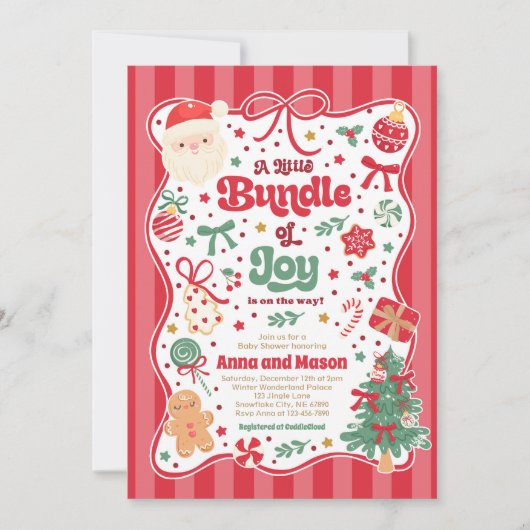 Bundel Van Vreugde Kerst Coquette Boog Baby Shower Kaart (Voorkant)