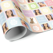  bundelbloemen 21e geboortedagfoto-sjabloon cadeaupapier (Rol Hoek)