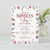 Bundels van Joy, Berries & Holly Twins Baby shower Kaart (Staand voorkant)