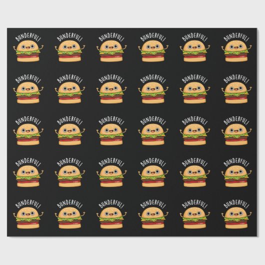 Bunderful Funny Burger Bun Pun Dark BG Cadeaupapier (Vlak)