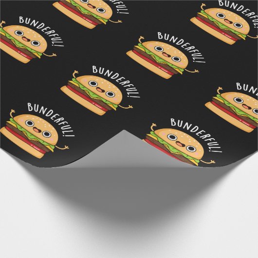 Bunderful Funny Burger Bun Pun Dark BG Cadeaupapier (Hoek)