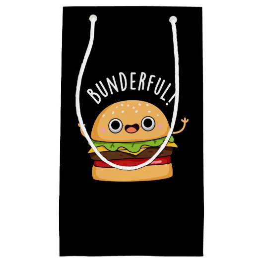 Bunderful Funny Burger Bun Pun Dark BG Klein Cadeauzakje (Voorkant)
