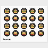 Bunderful Funny Burger Bun Pun Dark BG Ronde Sticker (Vel)