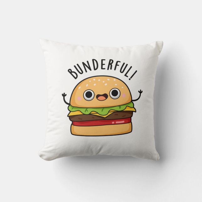 Bunderful Funny Burger Bun Pun Kussen (Voorkant)