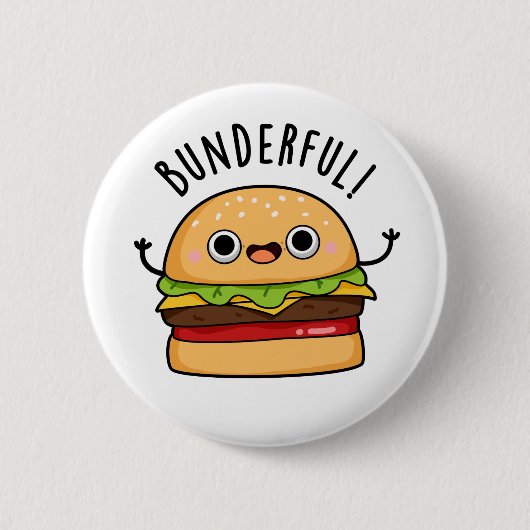 Bunderful Funny Burger Bun Pun Ronde Button 5,7 Cm (Voorkant)