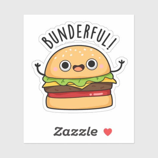 Bunderful Funny Burger Bun Pun Sticker (Vel)