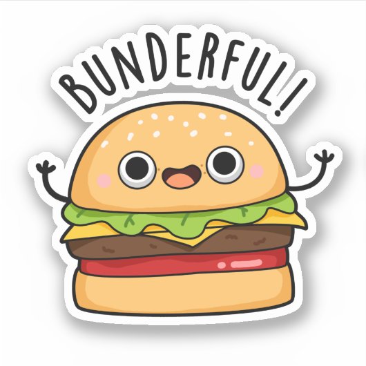 Bunderful Funny Burger Bun Pun Sticker (Voorkant)