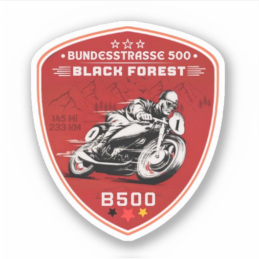 bundesstrasse 500 , zwarte boslandweg b500 sticker (Voorkant)