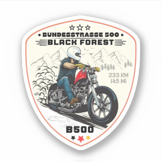 bundesstrasse 500 , zwarte boslandweg b500 sticker (Voorkant)