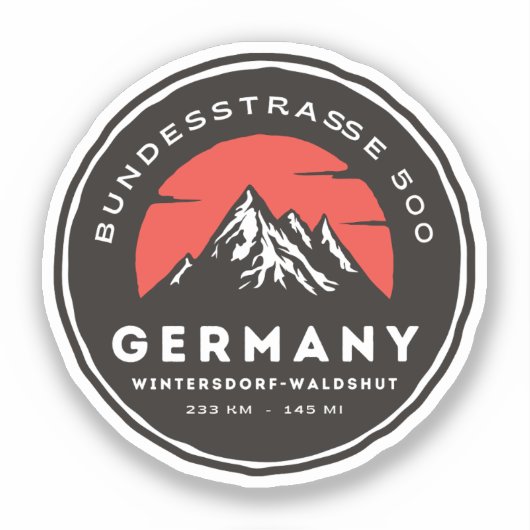bundesstrasse 500 , zwarte boslandweg b500 sticker (Voorkant)